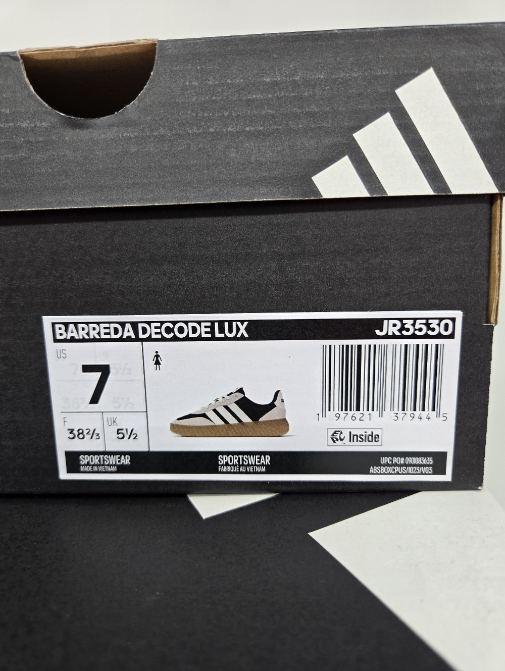 adidas Women's Barreda Decode Lux JR3530 Off White Black Gum Shoes Size 7 - Picture 8 of 8